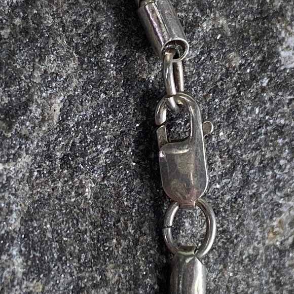 Handmade Brutalist Wire Wrapped Sterling Pendant Necklace 29" - Picture 8 of 8